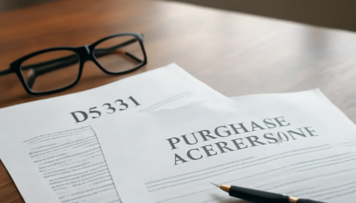 Legal documents for selling land in Kentucky spread on a desk