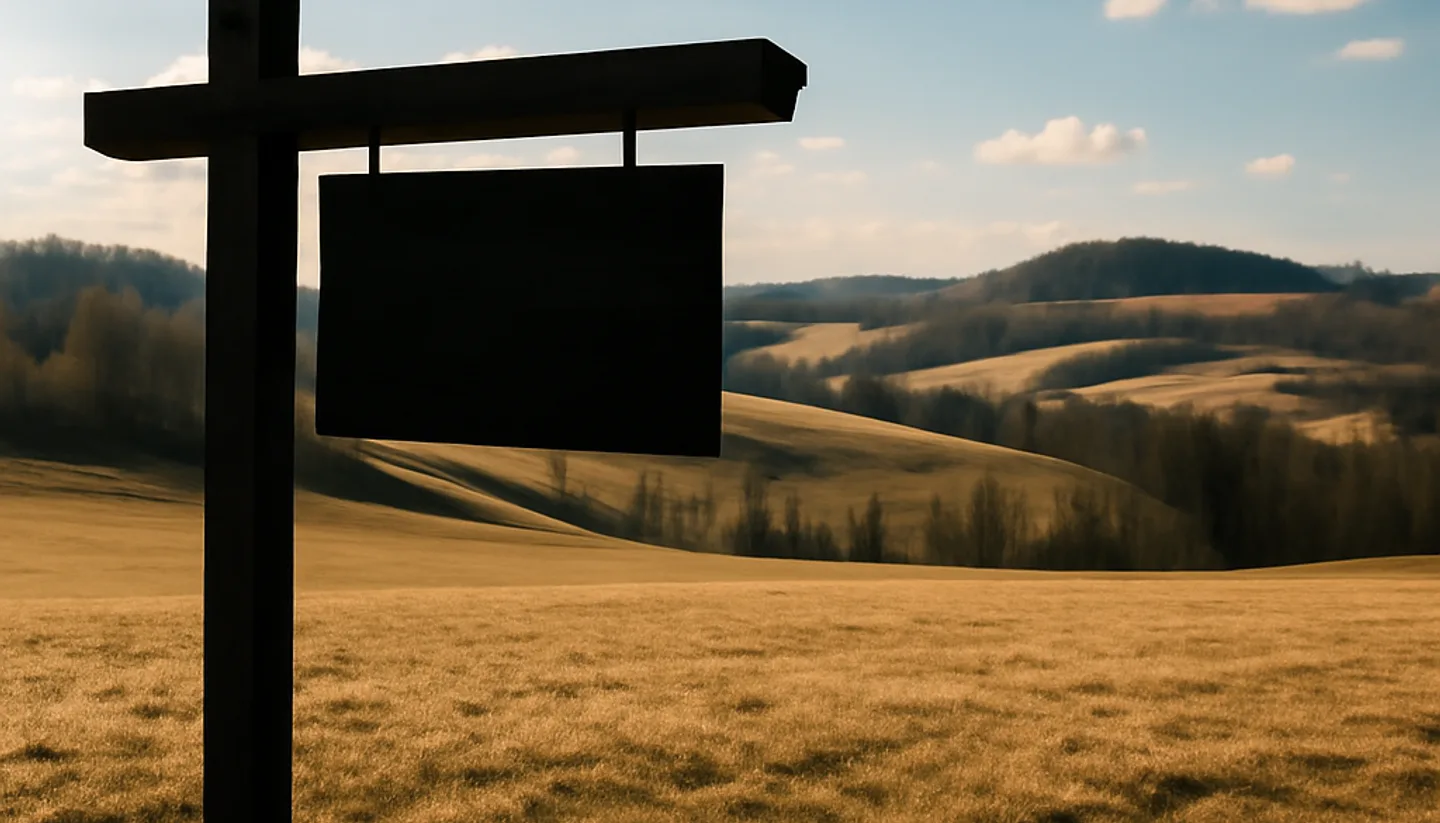 Kentucky land for sale sign with fast cash offer concept