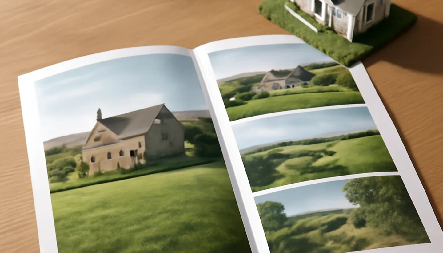 Smartphone displaying a land listing marketplace app for selling property online